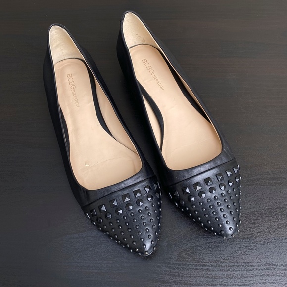 BCBGeneration - Zeleni Black Studded Leather Flats - size 7.5 B - Picture 12 of 12